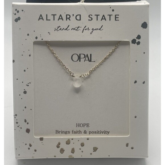 Altar’D State Opal Teardrop Pendant Necklace New - Picture 1 of 5